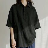 ハーフヘンリーネックシャツ / unisex half henlyneck shirts black