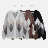 ASCLO Mohair Argyle V Cardigan (3color)