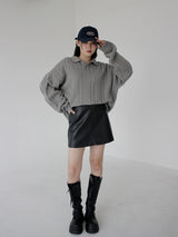 ケーブルカラーニット / Cable collar knit (4color)
