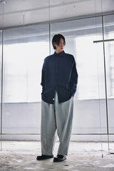 EARTH-COLOR PLEATS SHIRT (Deep Ocean) / アースカラープリーツシャツ
