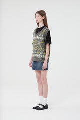 チェリーパターンニットベスト/ CHERRY PATTERN KNIT VEST [BLACK]