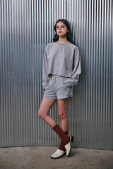 VINTAGE P. DYEING CUT-OUT CROP-TEE (Gray) / ビンテージダイングアウトクロップT