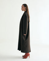 UNISEX FAKE NUBUCK MAXI COAT W - DARK BROWN (6636063457398)