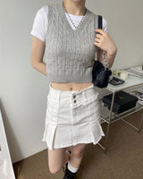 Lipa V-neck Twist Crop Knit Vest