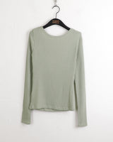 Tatin back buckle strap slit long sleeve t-shirt