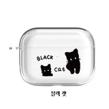 ブラックホワイトキャットAirPodsケース/Black White Cat AirPods Case_Jelly