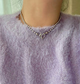 cho ボールチェーンハートボールドデイリールックチョーカーショートネックレス / cho Ball Chain Heart Bold Daily Look Choker Short Necklace