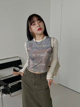 ヴィンセント カラー マッチング クロップド Tシャツ /  color matching cropped T-shirt (2color)