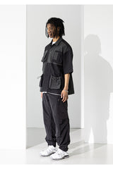 リップスタックポケットオーバーサイズドショートシャツ / LIPSTACK POCKET OVERSIZED SHORT SHIRTS (4552304558198)