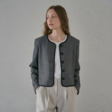 Flat check cropped jacket (6683751284854)