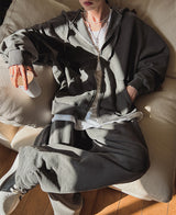 ニットピグメントフードジップアップ / Kint pigment hood zip-up (3 color)