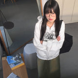 Some People ハートフラッグ プリント オーバーフィット 長袖パーカー ジップアップ