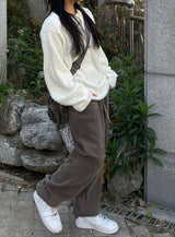 Diagonal Button Loose Fit Bookle Knitwear