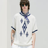 ナバジョパターンリンガーハーフニット / NAVAJO PATTERN RINGER HALF KNIT CREAM