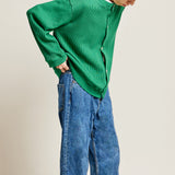 ラウンドネックワッフルカーディガン/DAMP ROUND-NECK WAFFLE CARDIGAN_GREEN