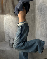 Pintuck Coloring Low Rise Wide Jeans