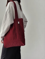 Corduroy simple line bag - autumn red