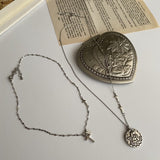 E Stainless Steel Titanium Angel Cross Layered Choker Necklace