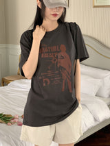 ボンツープリントオーバーフィット半袖Tシャツ