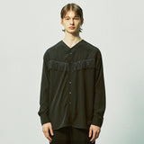 ウェスタンフリンジvネックカラーシャツ / western fringe v-collar shirts black
