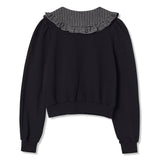 CHECK COLLAR CROP SWEATSHIRT_BLACK (6609870717046)