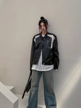 (UNISEX) ピース配色レーサージャケット