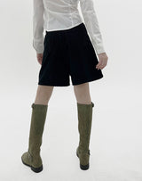 ブラックコーデュロイファイブピースショーツ / Black corduroy five-piece shorts