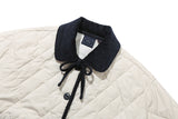 リボンタイキルティングジャケット/RIBBON TIE QUILTING JACKET_OATMEAL