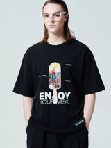 キャンペーンTシャツアイスクリーム/[ENJOY YOUR MEAL] CAMPAIGN 1/2 T-SHIRT ICE CREAM_BLACK
