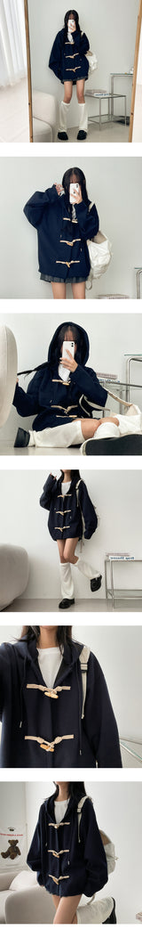 Soft button tteokbokki hooded jacket