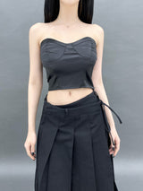 ベターラップアンバランスロングプリーツスカ－ト/797. Better wrap unbal long pleats sk (2color)