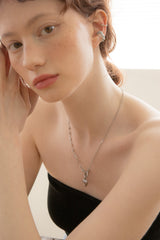 フォルダーハートペンダントウィズミックスチェーンネックレス/Folder heart pendant with mix chain necklace