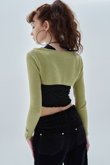 アンバランススリーブカーディガン / unbalance sleeve cardigan_green