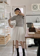 Natural Pleated Midi Skirt (2color)