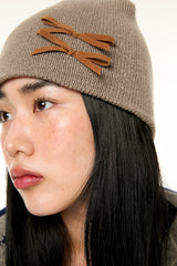 MINI RIBBON BEANIE / BEIGE