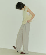 UNISEX PINTUCK STITCH WIDE PANTS W - LIGHT BEIGE (6689418150006)