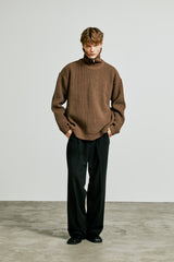 neck warmer wide collar zip-up knit brown (6615476830326)