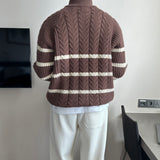 LMN High Twisted Doughnut Patterned Zip-Up Half Turtleneck Knitwear (4 colors)