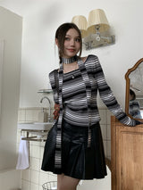 scarf striped knit top