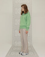 HALF ZIP UP PUNCHING RHOMBUS SWEATER YELLOW GREEN (6691447603318)