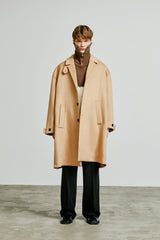collar up single overfit coat beige (6615482826870)