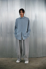 EARTH-COLOR PLEATS SHIRT (Cloudy Sky) / アースカラープリーツシャツ