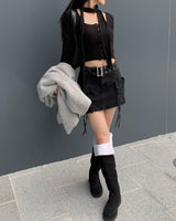 Muffler button knit set