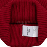ロゴサークルエンブレムエンボスパッチショートビーニー/ A LOGO CIRCLE EMBLEM EMBOSS PATCH SHORT BEANIE RED