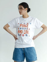 Peace and love short sleeve T-shirts white (6594388492406)