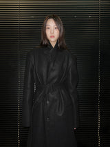 [UNISEX]ウールバックボタンマキシロングコート(ブラック)