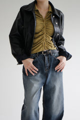 レザートラッカージャケット / Leather Trucker Jacket (2color)