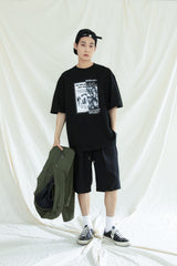 ONE TUCK BERMUDA PANTS BLACK (6561071497334)