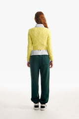 スモールチェリーケーブルクロップニット／SMALL CHERRY CABLE CROP KNIT [LIME]