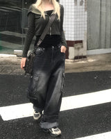 ストライプ2wayクロップフードジップアップ